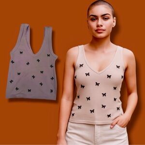 SHEIN Butterfly Embellished V-Neck Tank Top Size Medium 🍭